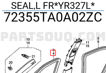 Honda 72355TA0A02ZC SEAL,L FR*YR327L*