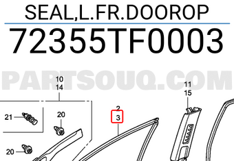 Honda 72355TF0003 SEAL,L.FR.DOOROP