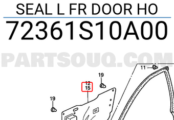 Honda 72361S10A00 SEAL L FR DOOR HO