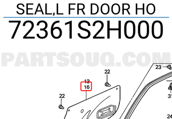 Honda 72361S2H000 SEAL,L FR DOOR HO
