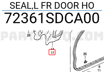 Honda 72361SDCA00 SEAL,L FR DOOR HO