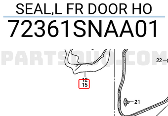 Honda 72361SNAA01 SEAL,L FR DOOR HO