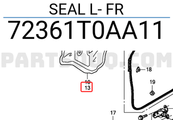 Honda 72361T0AA11 SEAL L- FR