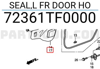 Honda 72361TF0000 SEAL,L FR DOOR HO