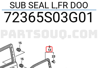 Honda 72365S03G01 SUB SEAL L,FR DOO