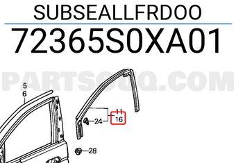 Honda 72365S0XA01 SUBSEALLFRDOO