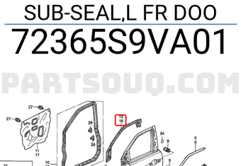 Honda 72365S9VA01 SUB-SEAL,L FR DOO