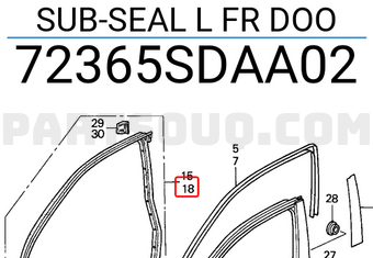 Honda 72365SDAA02 SUB-SEAL L FR DOO