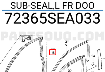 Honda 72365SEA033 SUB-SEAL,L FR DOO
