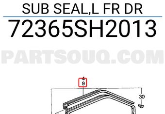 Honda 72365SH2013 SUB SEAL,L FR DR