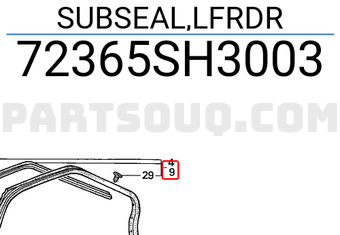 Honda 72365SH3003 SUBSEAL,LFRDR