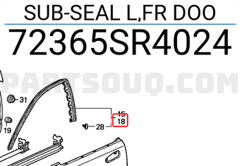 Honda 72365SR4024 SUB-SEAL L,FR DOO