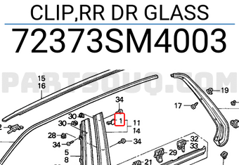 Honda 72373SM4003 CLIP,RR DR GLASS
