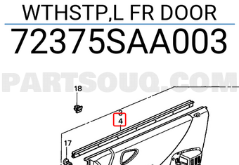 Honda 72375SAA003 WTHSTP,L FR DOOR