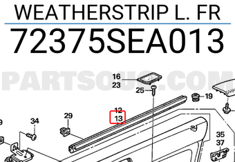 Honda 72375SEA013 WEATHERSTRIP L. FR