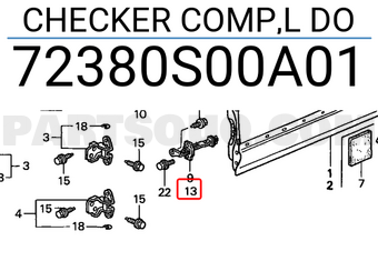 Honda 72380S00A01 CHECKER COMP,L DO