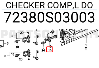 Honda 72380S03003 CHECKER COMP,L DO