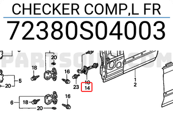 Honda 72380S04003 CHECKER COMP,L FR