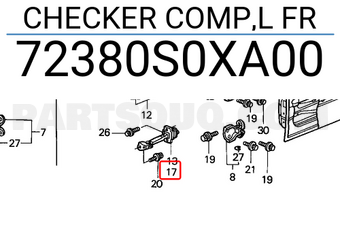 Honda 72380S0XA00 CHECKER COMP,L FR