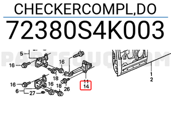 Honda 72380S4K003 CHECKERCOMPL,DO
