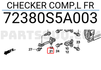 Honda 72380S5A003 CHECKER COMP,L FR