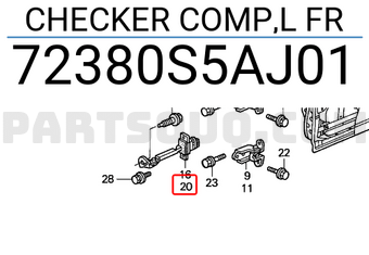 Honda 72380S5AJ01 CHECKER COMP,L FR