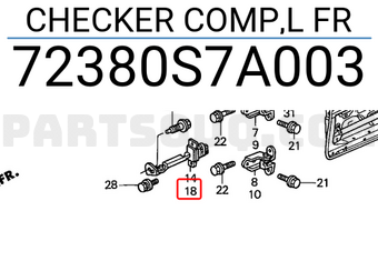 Honda 72380S7A003 CHECKER COMP,L FR