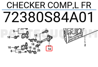 Honda 72380S84A01 CHECKER COMP,L FR