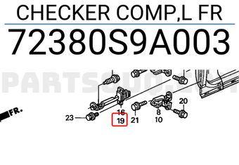 Honda 72380S9A003 CHECKER COMP,L FR