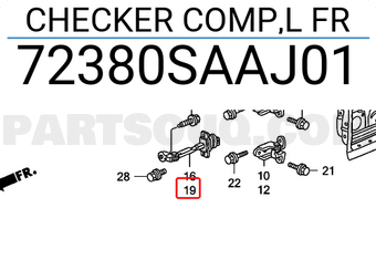 Honda 72380SAAJ01 CHECKER COMP,L FR