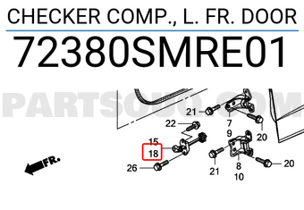 Honda 72380SMRE01 CHECKER COMP., L. FR. DOOR