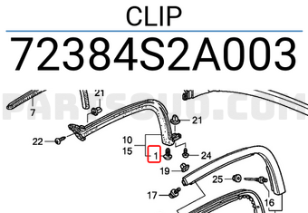 Honda 72384S2A003 CLIP