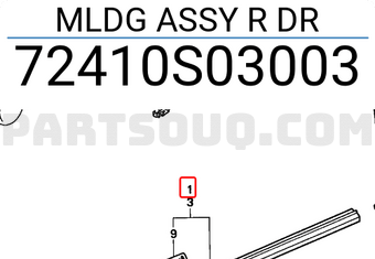 Honda 72410S03003 MLDG ASSY R DR