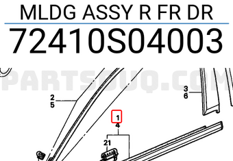 Honda 72410S04003 MLDG ASSY R FR DR