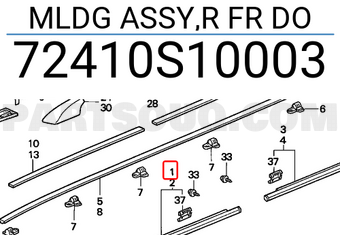 Honda 72410S10003 MLDG ASSY,R FR DO
