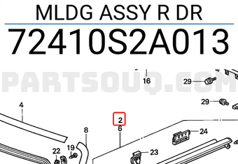Honda 72410S2A013 MLDG ASSY R DR