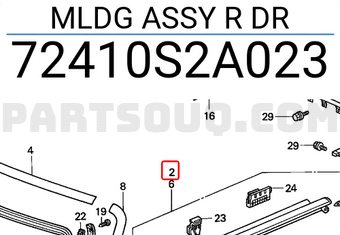 Honda 72410S2A023 MLDG ASSY R DR