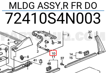 Honda 72410S4N003 MLDG ASSY,R FR DO