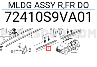 Honda 72410S9VA01 MLDG ASSY R,FR DO