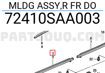 Honda 72410SAA003 MLDG ASSY,R FR DO
