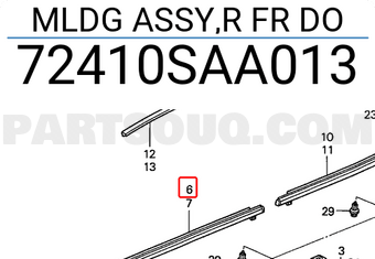 Honda 72410SAA013 MLDG ASSY,R FR DO