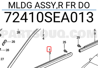 Honda 72410SEA013 MLDG ASSY,R FR DO