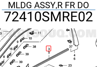 Honda 72410SMRE02 MLDG ASSY,R FR DO
