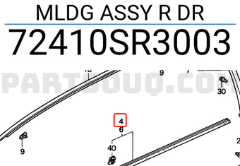 Honda 72410SR3003 MLDG ASSY R DR