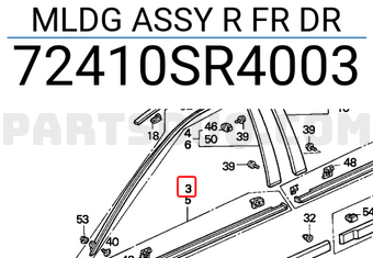 Honda 72410SR4003 MLDG ASSY R FR DR