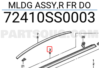 Honda 72410SS0003 MLDG ASSY,R FR DO