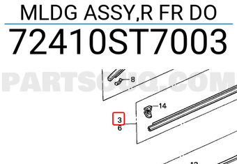 Honda 72410ST7003 MLDG ASSY,R FR DO