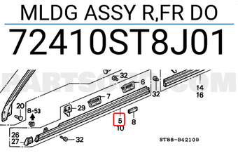 Honda 72410ST8J01 MLDG ASSY R,FR DO
