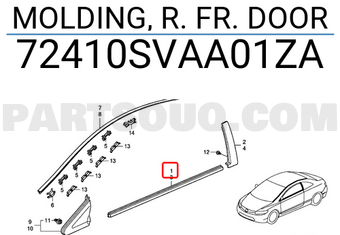 Honda 72410SVAA01ZA MOLDING, R. FR. DOOR