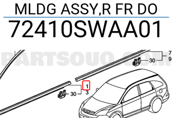 Honda 72410SWAA01 MLDG ASSY,R FR DO